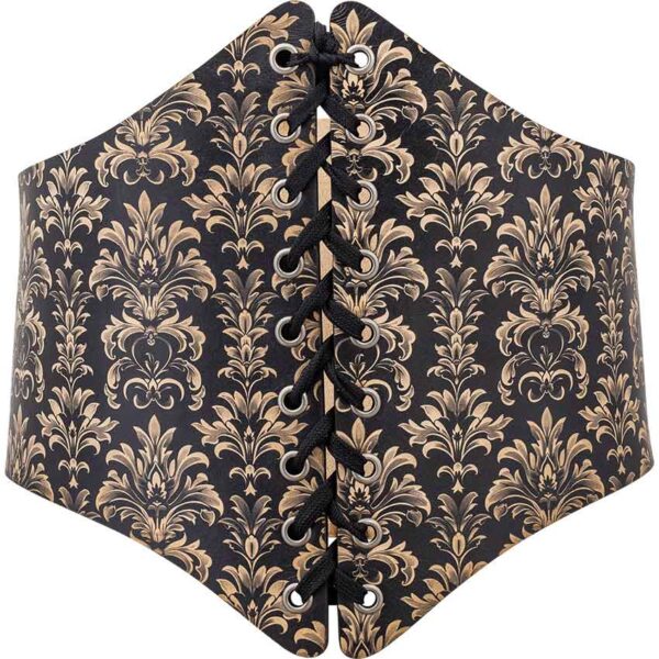 Acanthus Damask Leather Waist Cincher