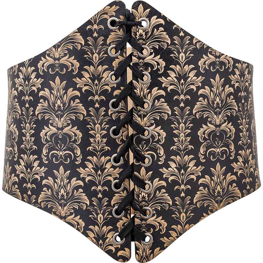 Acanthus Damask Leather Waist Cincher