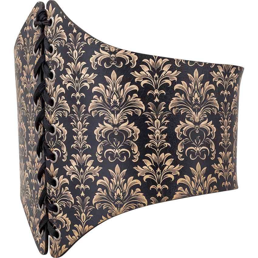 Acanthus Damask Leather Waist Cincher