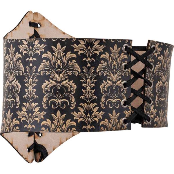 Acanthus Damask Leather Waist Cincher