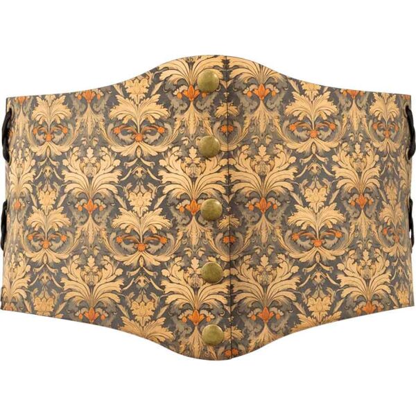 Muted Blue and Beige Snap Front Waist Cincher