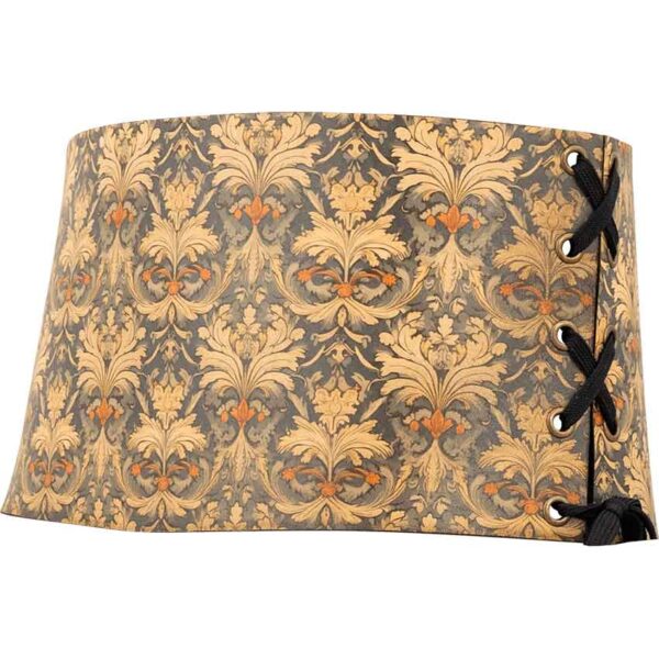 Muted Blue and Beige Snap Front Waist Cincher