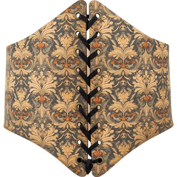 Muted Blue and Beige Leather Waist Cincher