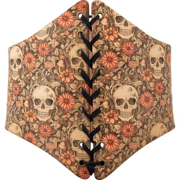 Cottagecore Skull Leather Waist Cincher