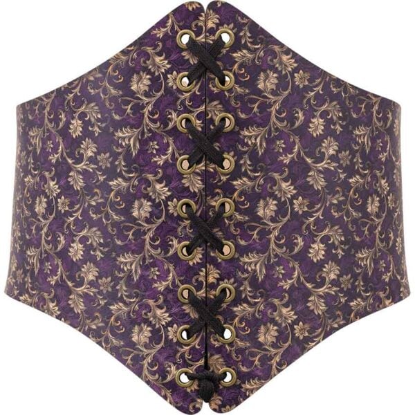 Purple Flourish Leather Waist Cincher