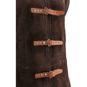 Muskrat Fur Lined Garen Suede Vest