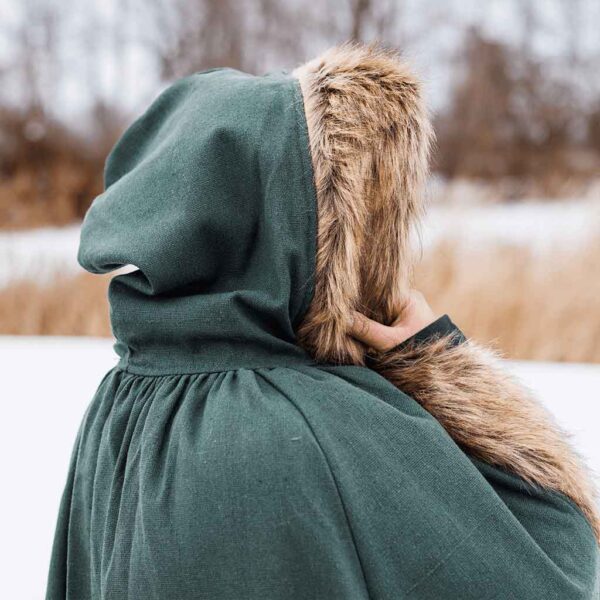 Aaron Canvas Cloak with Fur Trim