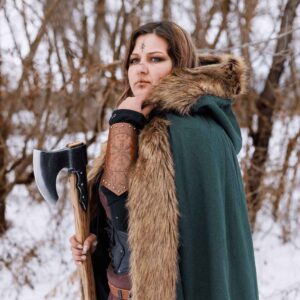 Aaron Canvas Cloak with Fur Trim