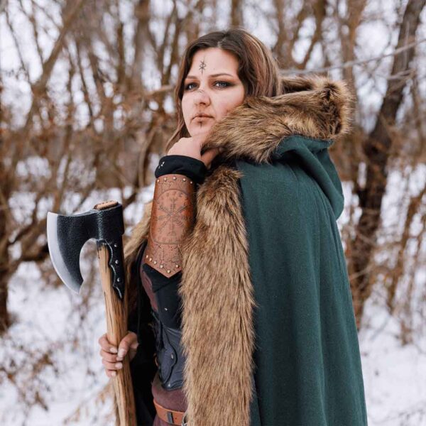 Aaron Canvas Cloak with Fur Trim