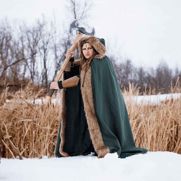 Aaron Canvas Cloak with Fur Trim