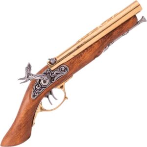 19th Century Brass Double Barrel Pirate Pistol