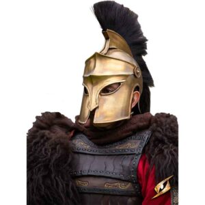 Corinthian Helmet with Plume - Ancient Brass with Black