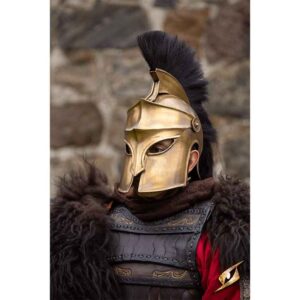 Corinthian Helmet with Plume - Ancient Brass with Black