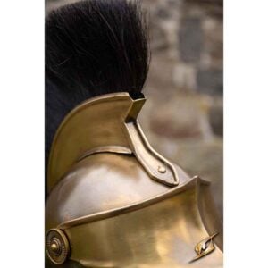 Corinthian Helmet with Plume - Ancient Brass with Black