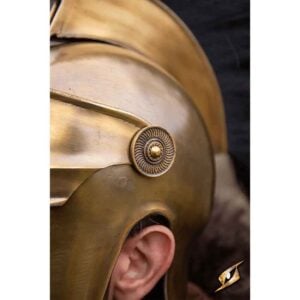 Corinthian Helmet with Plume - Ancient Brass with Black