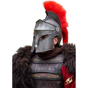 Corinthian Helmet with Plume - Epic Dark with Red