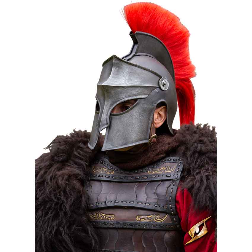 Corinthian Helmet with Plume - Epic Dark with Red