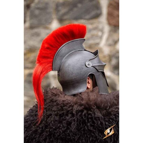 Corinthian Helmet with Plume - Epic Dark with Red