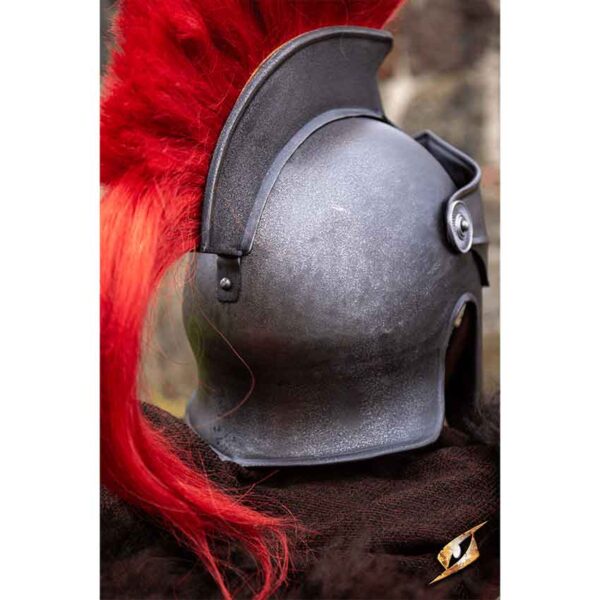 Corinthian Helmet with Plume - Epic Dark with Red