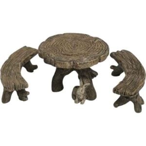 Fairy Garden Log Table and Bench Set