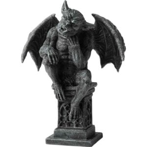 Medieval Gargoyle Thinking on Pedestal Statue