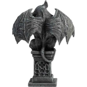 Medieval Gargoyle Thinking on Pedestal Statue