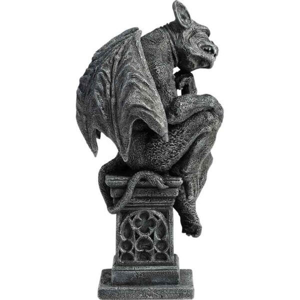 Medieval Gargoyle Thinking on Pedestal Statue
