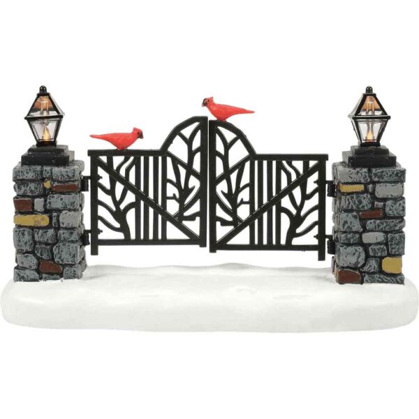Cardinal Lit Christmas Gate - Village Walls, Fences, and Streets by Department 56