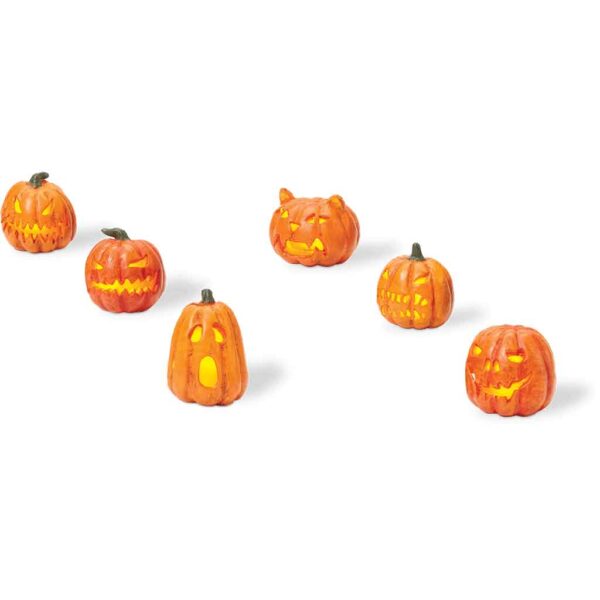 Lit Jack-O-Lanterns Set of 6 - Halloween Village Accessories by Department 56