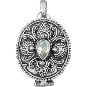 Blue Topaz Gothic Locket Pendant