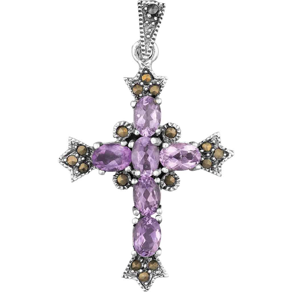 Gothic Cross Pendant with Marcasite