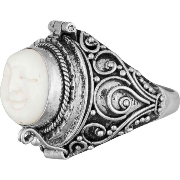 Carved Moon Goddess Poison Ring