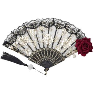 White Rose Sensu Folding Fan