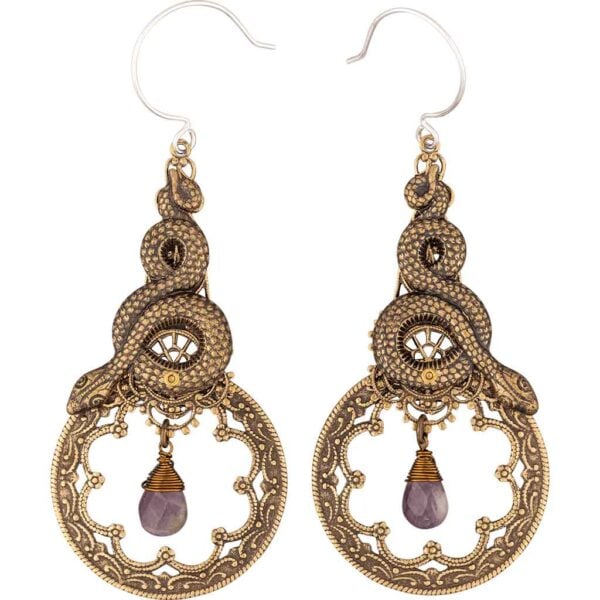 Snake and Stone Earrings