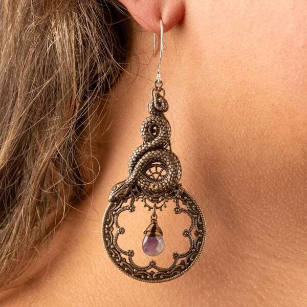 Snake and Stone Earrings