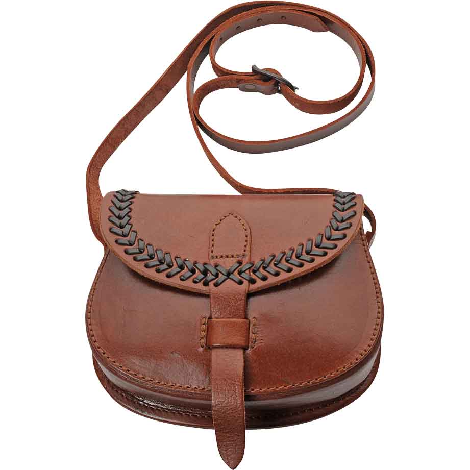 Stitched Medieval Leather Shoulder Bag