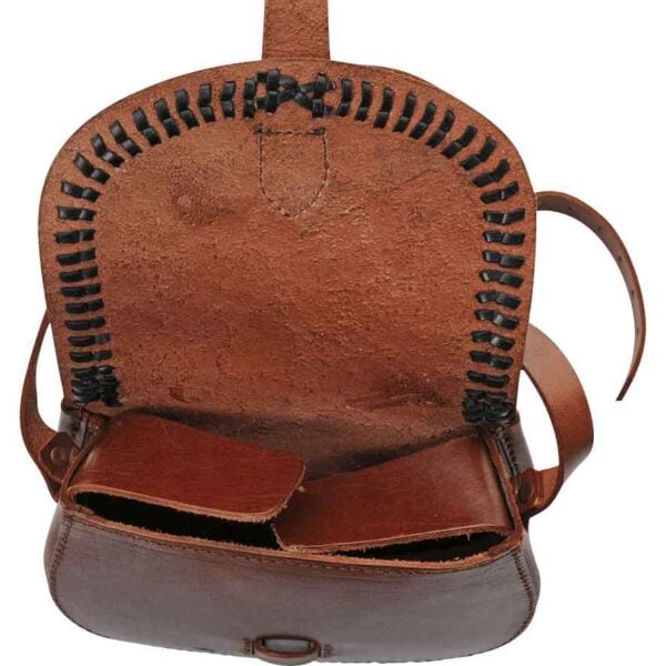 Stitched Medieval Leather Shoulder Bag