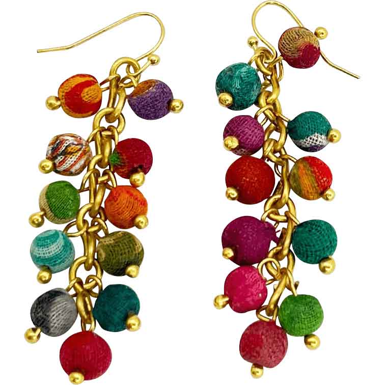 Waterfall Cloth Beaded Viking Earrings