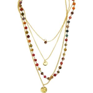 Layered Cloth Beaded Viking Necklace