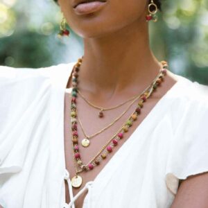 Layered Cloth Beaded Viking Necklace