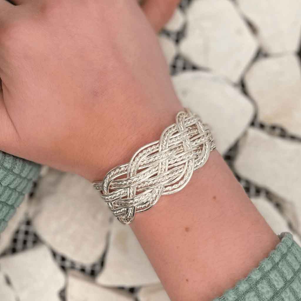 Silver Six-Strand Braided Viking Bracelet