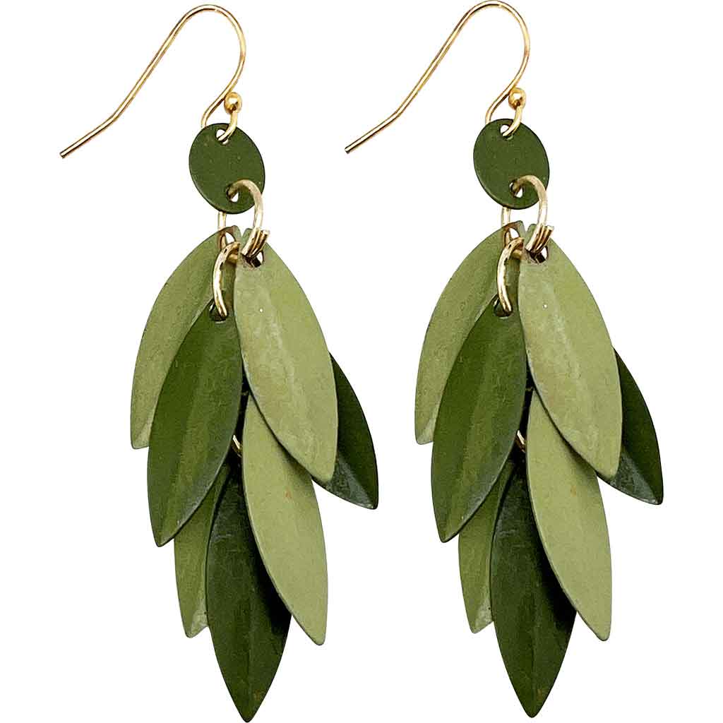 Patina Leaf Dangle Earrings