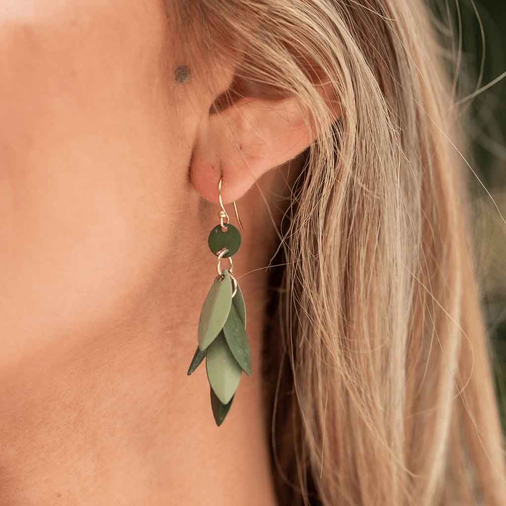 Patina Leaf Dangle Earrings