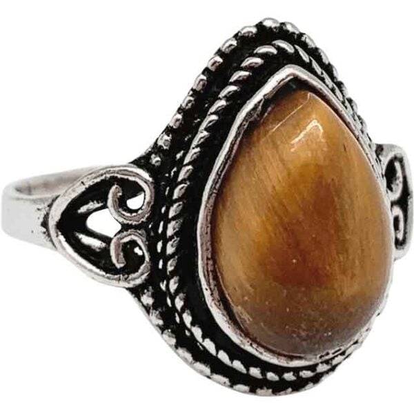 Medieval Teardrop Tigereye Ring