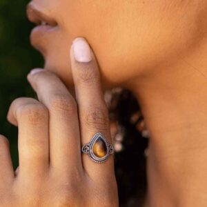Medieval Teardrop Tigereye Ring