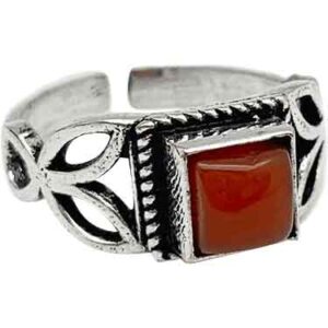 Silver Red Onyx Medieval Ring