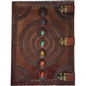 Triple Locked Chakra Stone Leather Journal