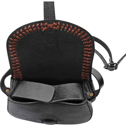 Stitched Black Leather Shoulder Bag