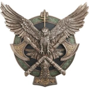 Large Valhalla Axe and Falcon Shield Wall Plaque