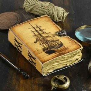 Antiqued Sailing Ship Leather Journal
